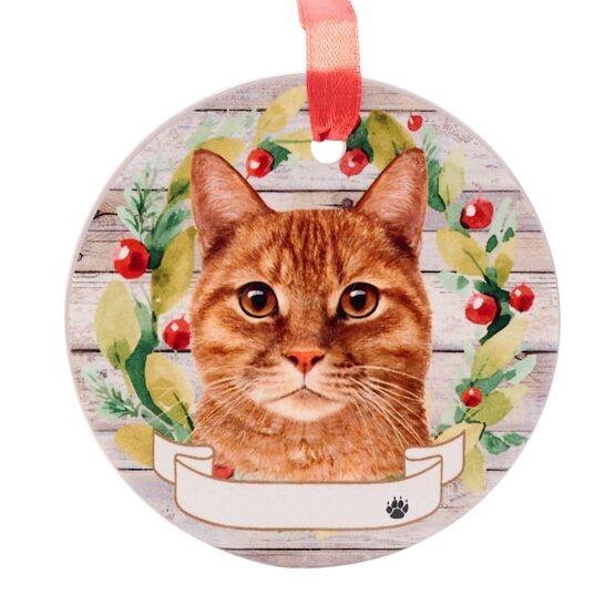 Pets Ceramic Christmas Hanging Decoration Orange Tabby Cat - Beales department store