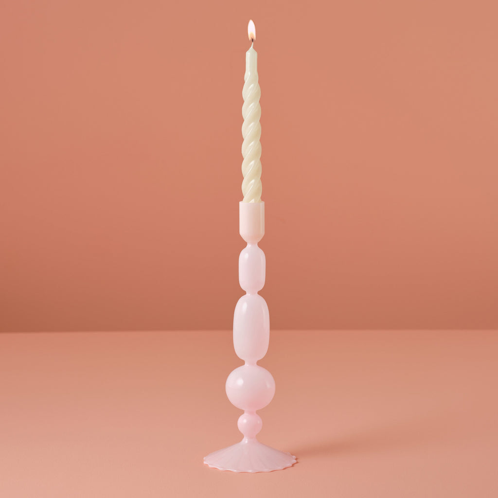Pink Glass Bubble Dinner Candle Holder