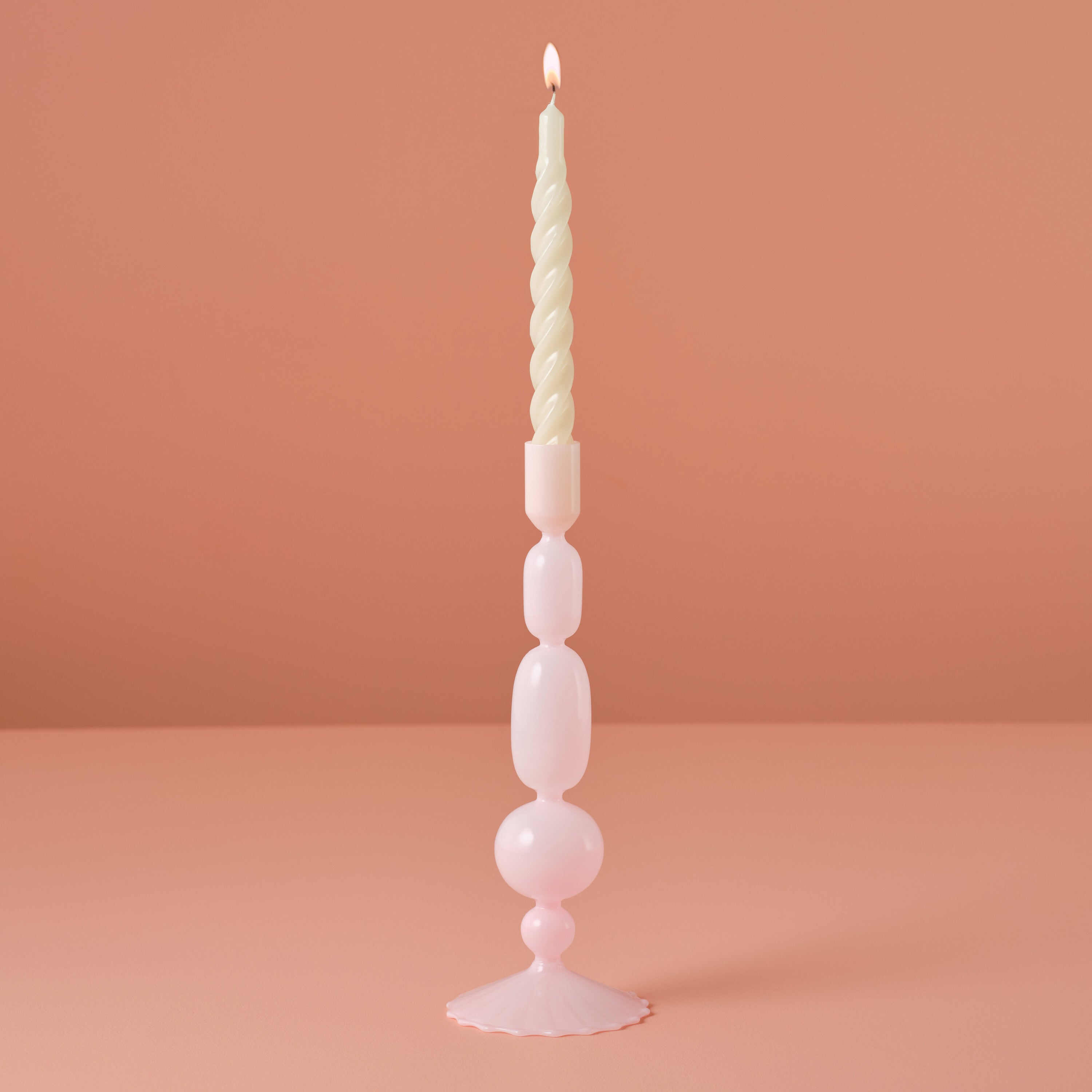 Pink Glass Bubble Dinner Candle Holder