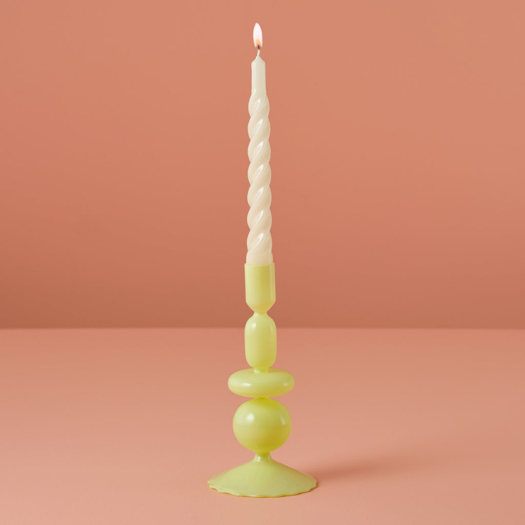 Green Glass Bubble Dinner Candle Holder