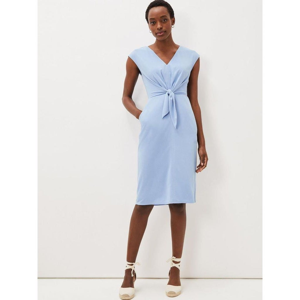 Phase Eight Adelaide Tie Front Dress - Pale Blue - Beales department store