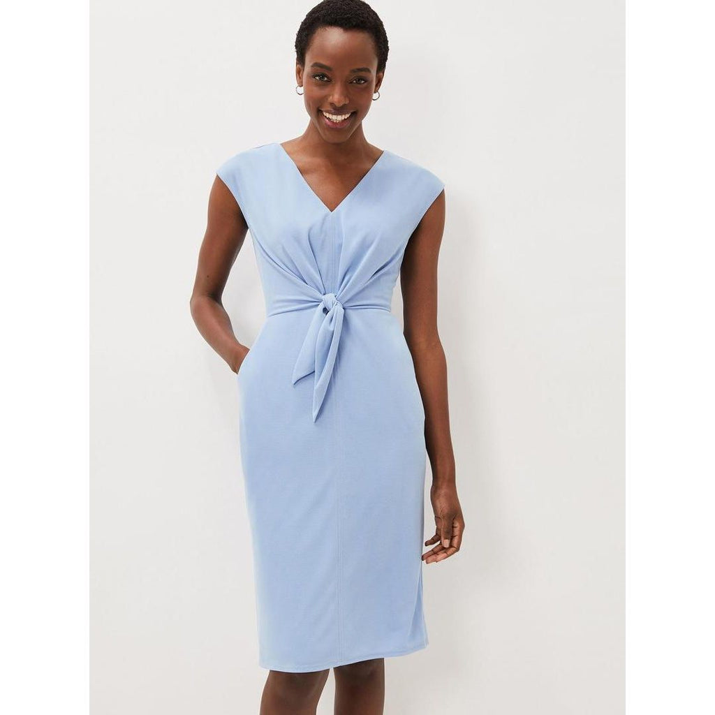 Phase Eight Adelaide Tie Front Dress - Pale Blue - Beales department store