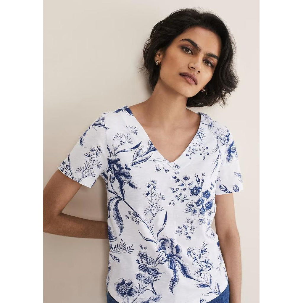 Phase Eight Alice Floral Top - Blue/White - Beales department store