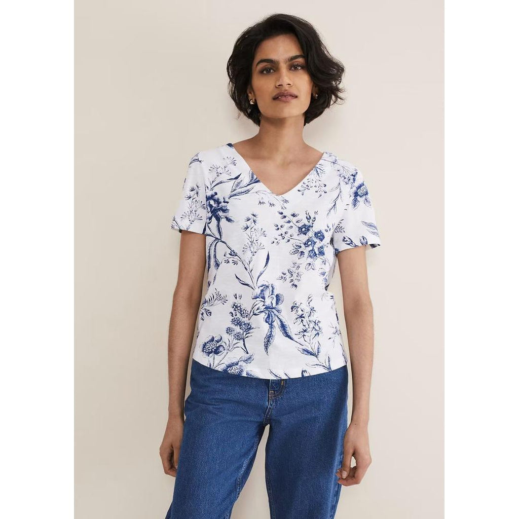 Phase Eight Alice Floral Top - Blue/White - Beales department store