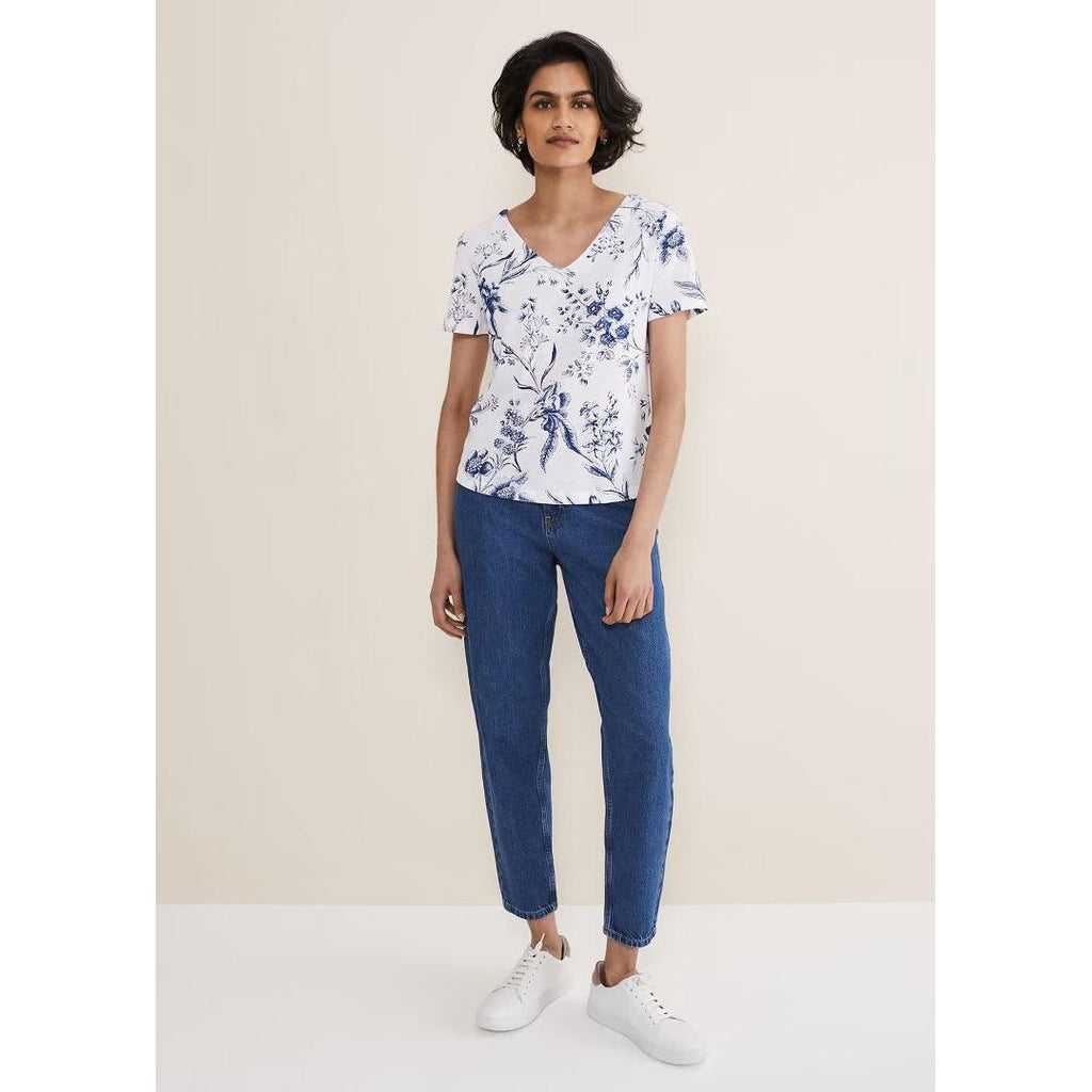 Phase Eight Alice Floral Top - Blue/White - Beales department store