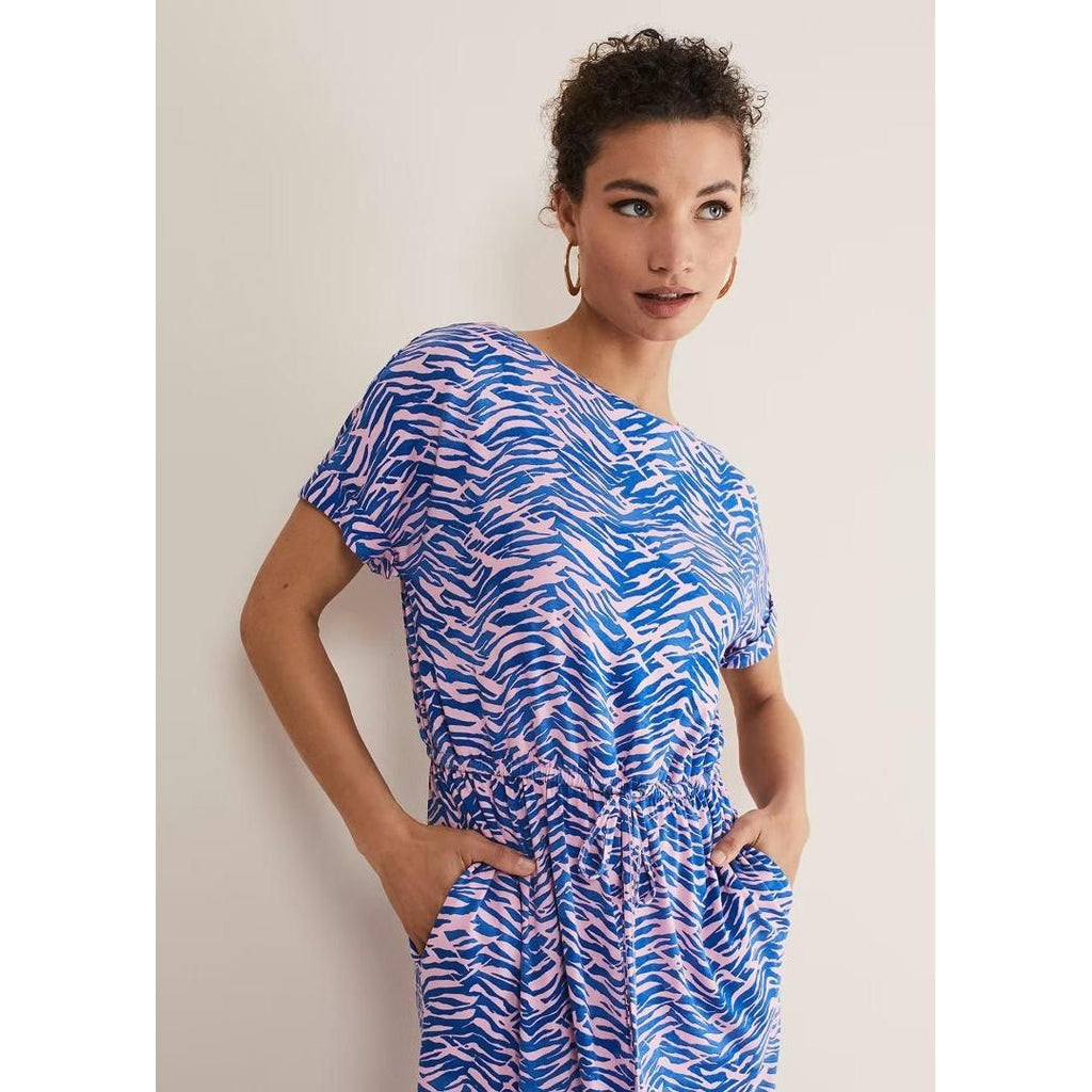 Phase Eight Alina Zebra Print Jersey Dress - Pink/Blue - Beales department store