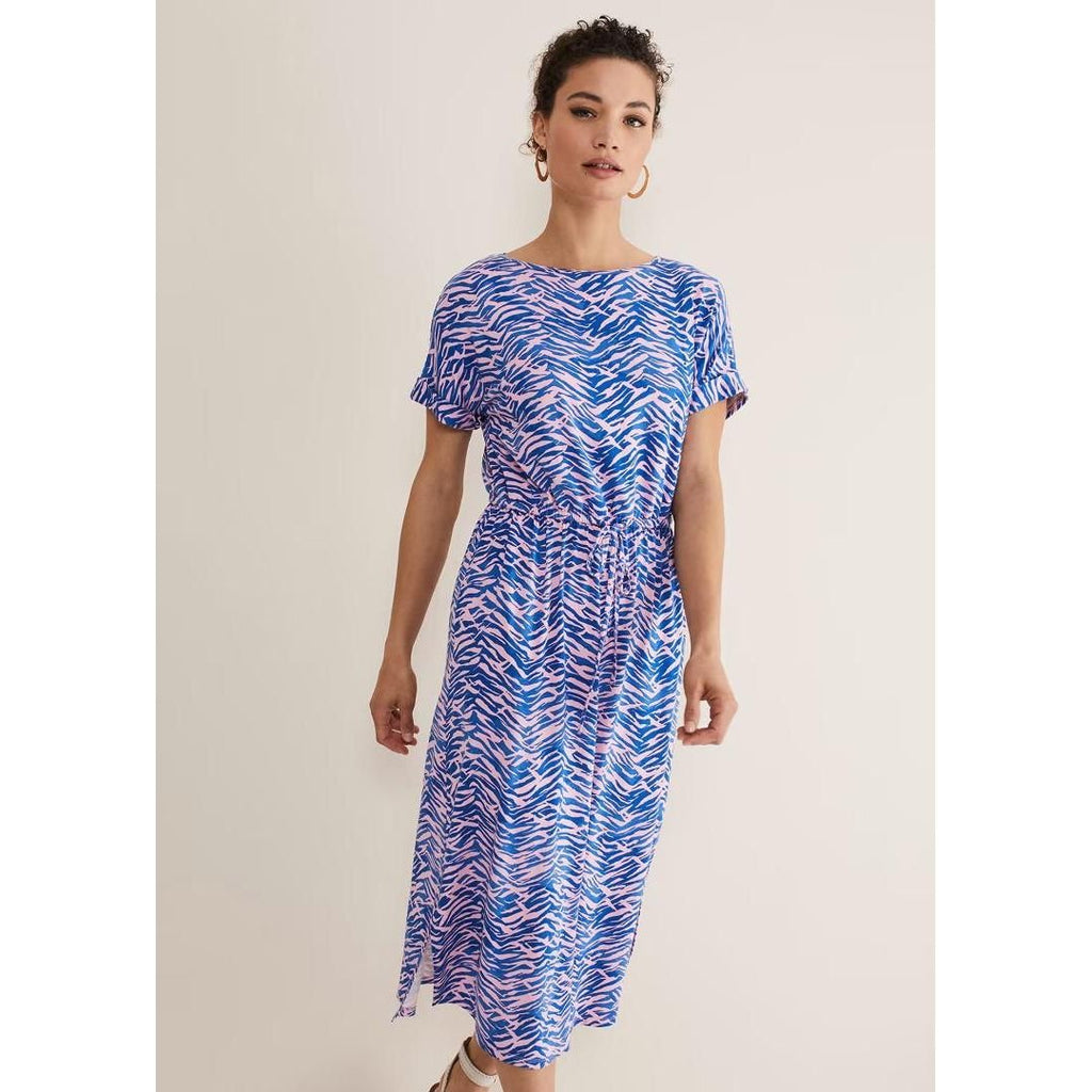 Phase Eight Alina Zebra Print Jersey Dress - Pink/Blue - Beales department store