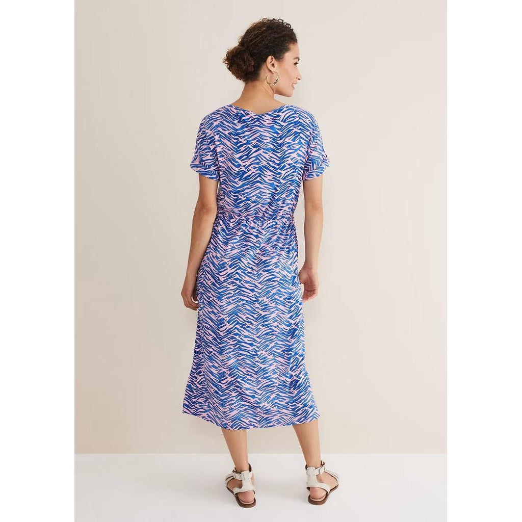 Phase Eight Alina Zebra Print Jersey Dress - Pink/Blue - Beales department store