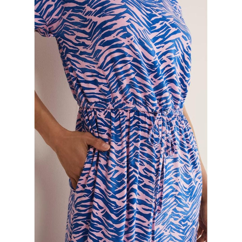 Phase Eight Alina Zebra Print Jersey Dress - Pink/Blue - Beales department store