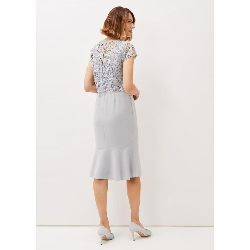 Phase Eight Alisha Double Layer Lace Peplum Dress - Mineral - Beales department store