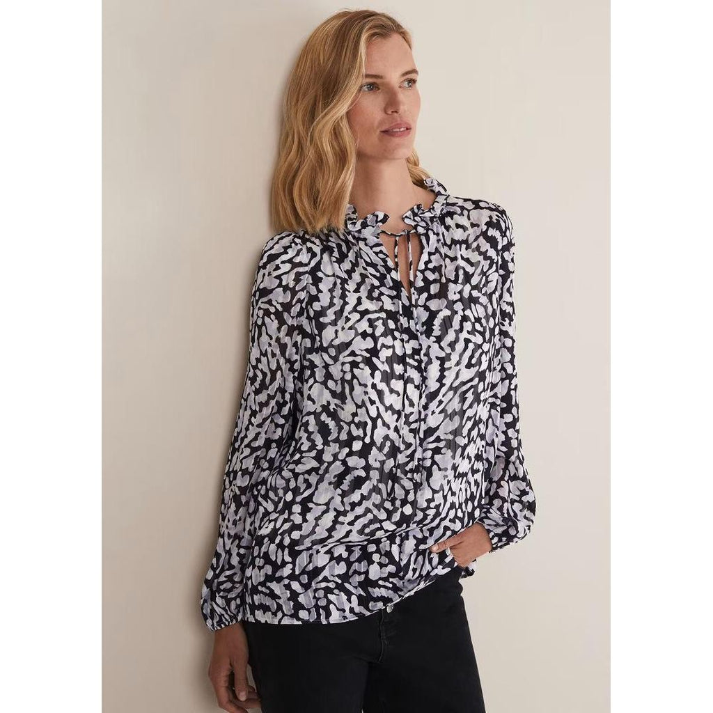 Phase Eight Amryn Abstract Blouse - Carbon/Ivory - Beales department store