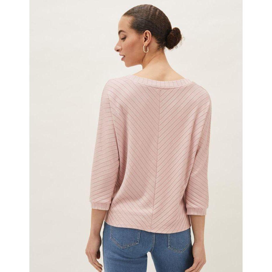 Phase Eight Ana V - Neck Ribbed Top - Soft Pink - Beales department store