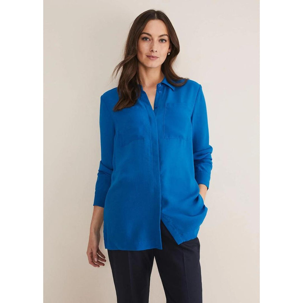 Phase Eight Angeline Longline Shirt - Turquoise - Beales department store