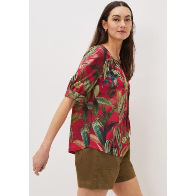 Phase Eight Antonia Print Top - Hot Pink - Beales department store