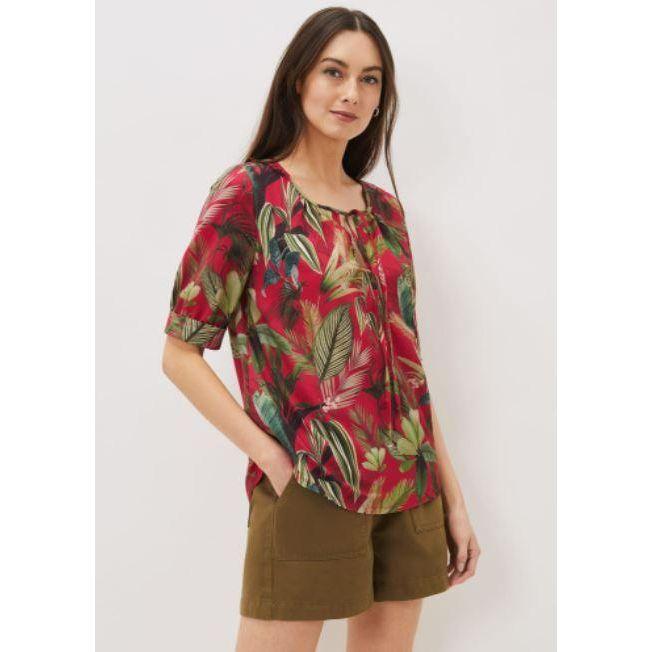 Phase Eight Antonia Print Top - Hot Pink - Beales department store