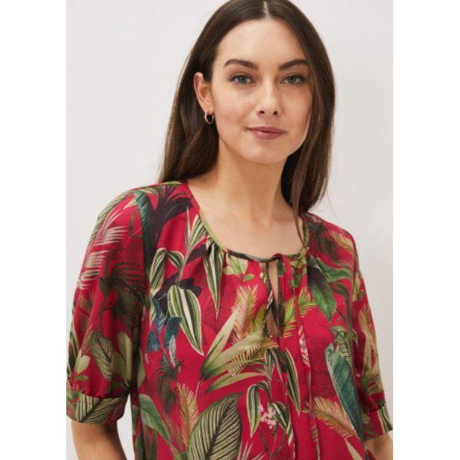 Phase Eight Antonia Print Top - Hot Pink - Beales department store