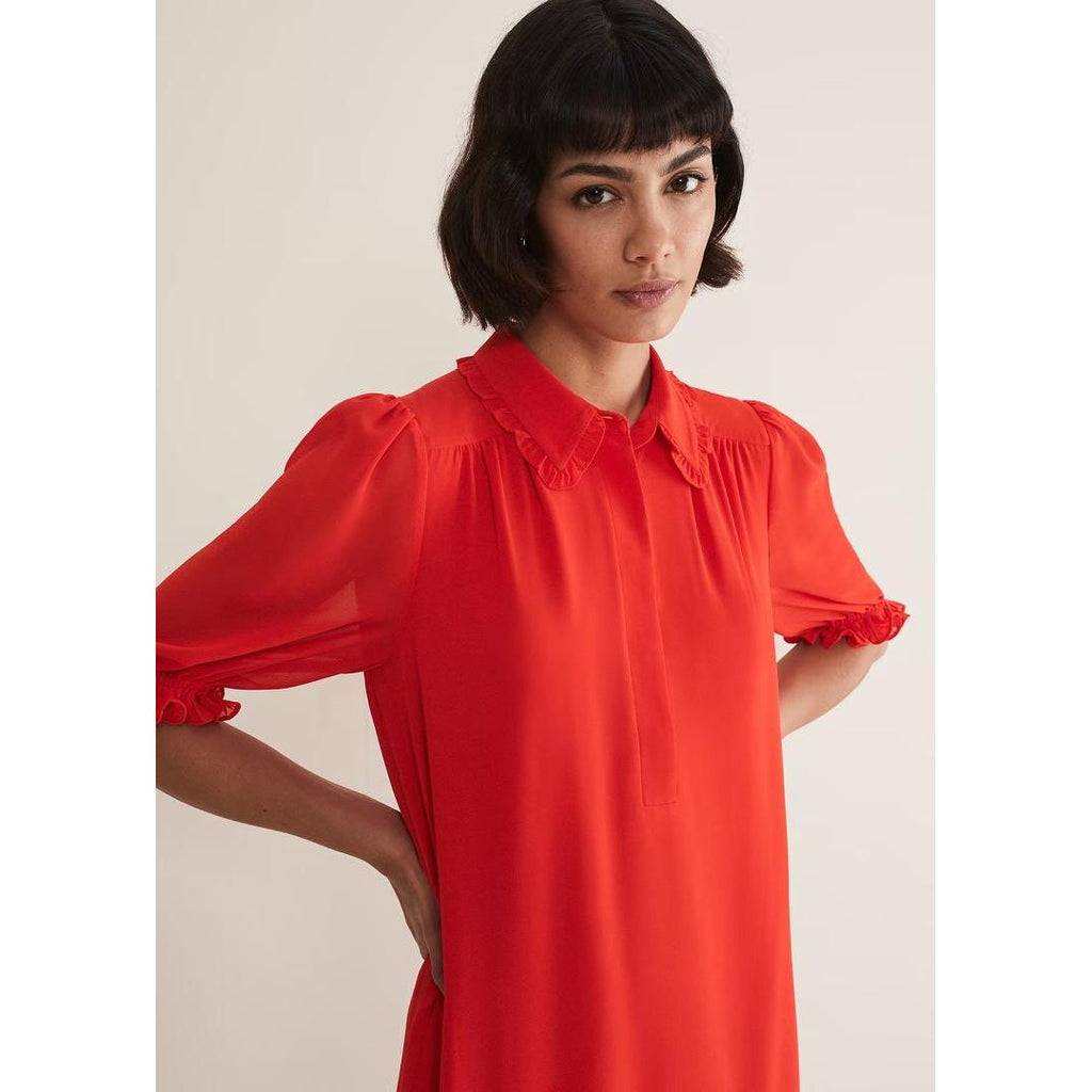 Phase Eight April Chiffon Mini Dress - Red - Beales department store