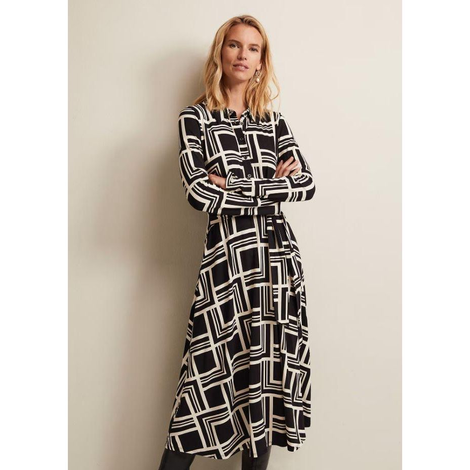 Phase Eight April Geo Midi Dress - Black/Multi - Beales department store