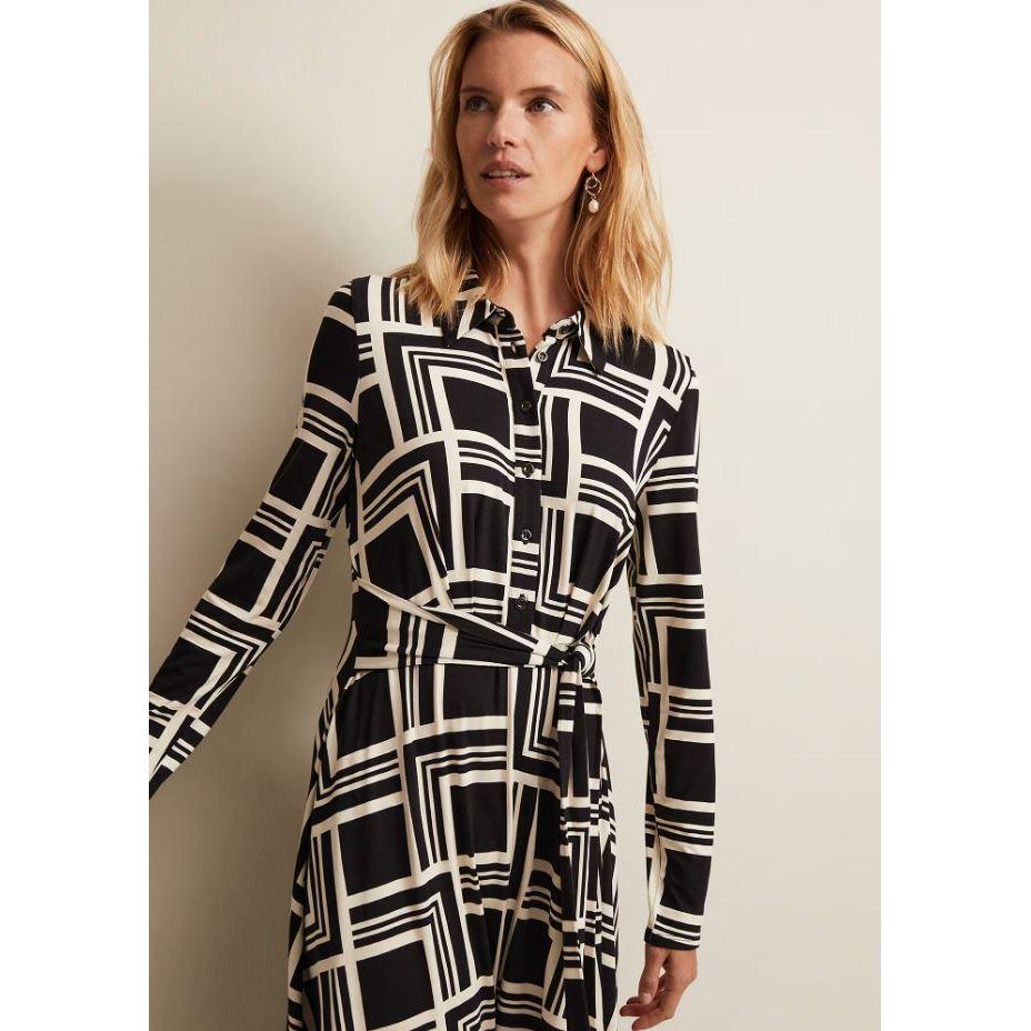 Phase Eight April Geo Midi Dress - Black/Multi - Beales department store