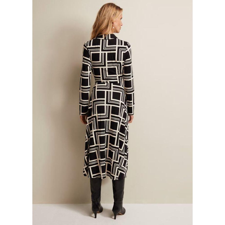 Phase Eight April Geo Midi Dress - Black/Multi - Beales department store