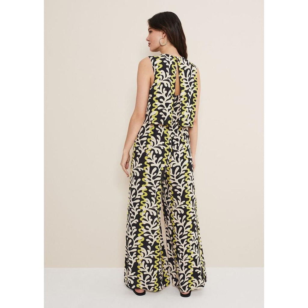 Phase Eight Aubrey Abstract Wide Leg Jumpsuit - Olive/Black - Beales department store
