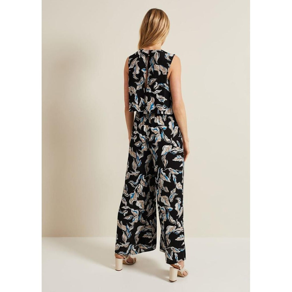 Phase Eight Aubrey Leaf Jumpsuit - Black/Multi - Beales department store