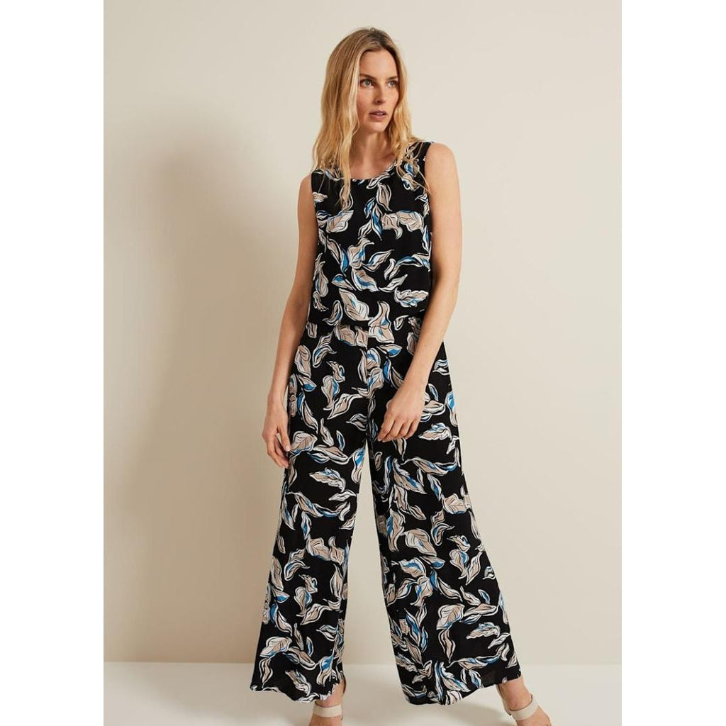 Phase Eight Aubrey Leaf Jumpsuit - Black/Multi - Beales department store