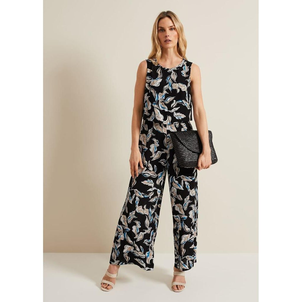 Phase Eight Aubrey Leaf Jumpsuit - Black/Multi - Beales department store