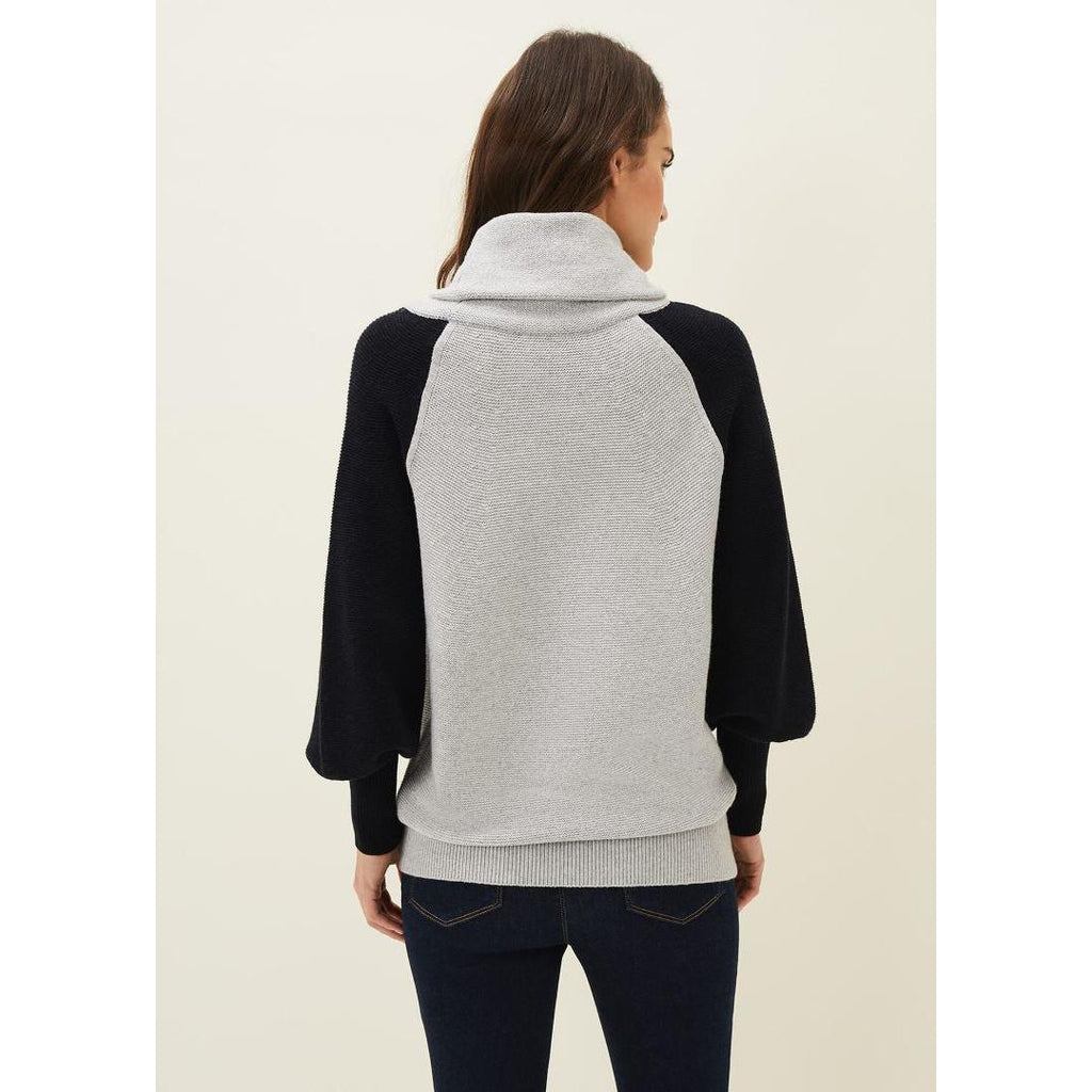 Phase Eight Audra Colourblock Knit - Navy/Grey Marl - Beales department store