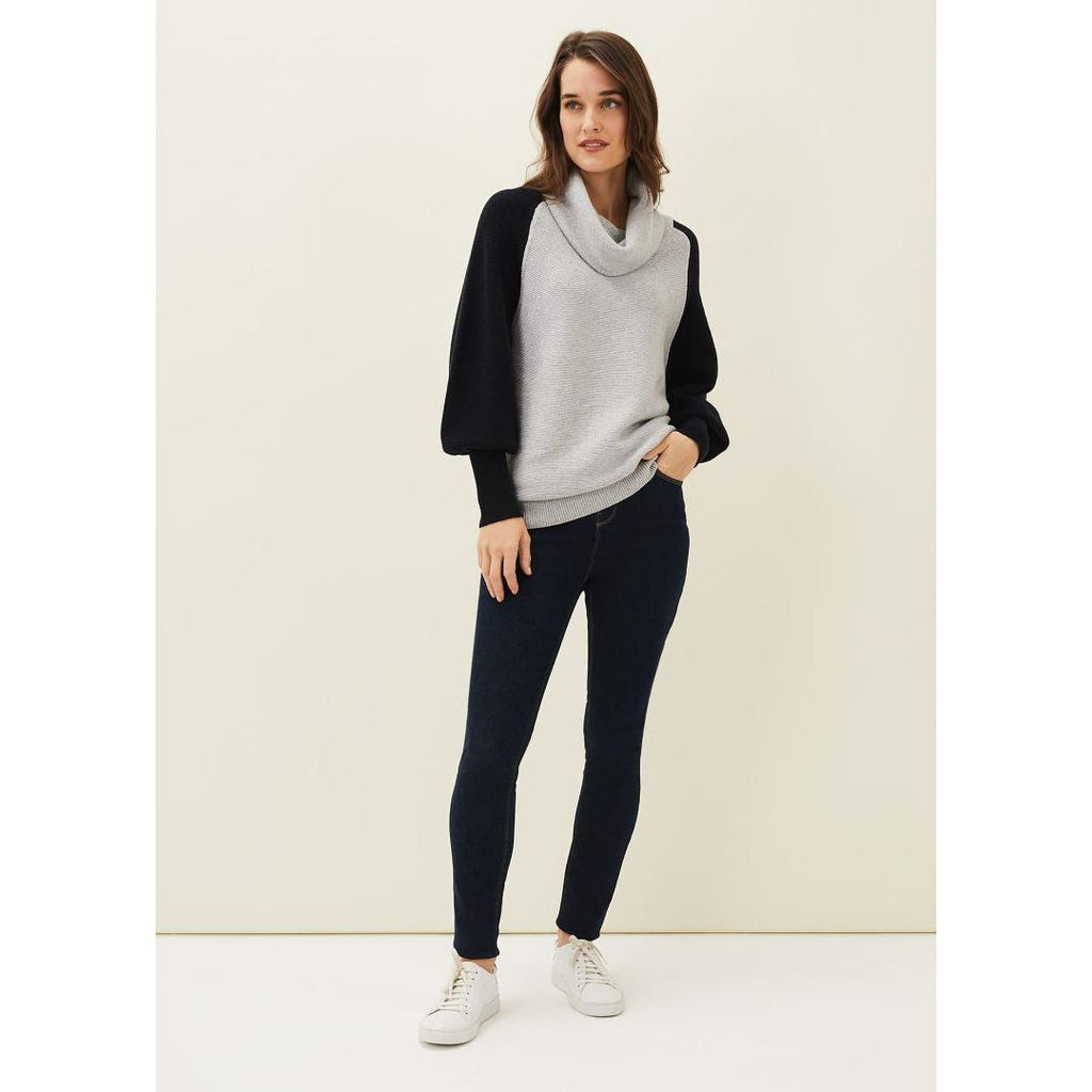 Phase Eight Audra Colourblock Knit - Navy/Grey Marl - Beales department store