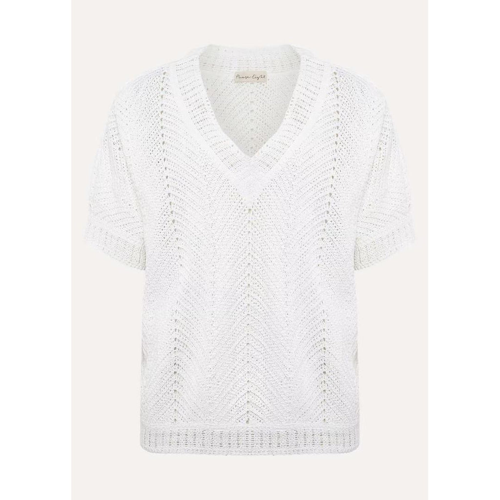 Phase Eight Avas Crochet Knit Top - Ivory - Beales department store