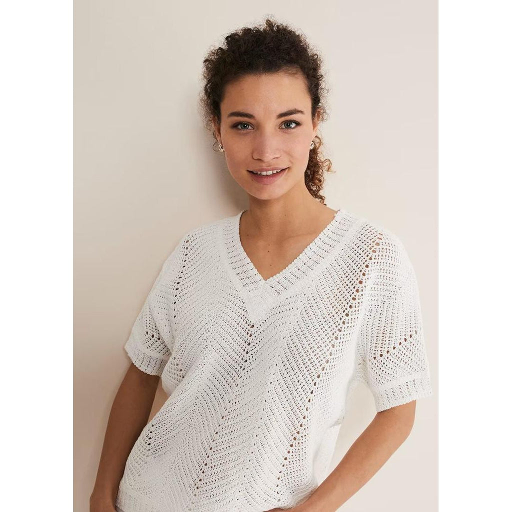 Phase Eight Avas Crochet Knit Top - Ivory - Beales department store