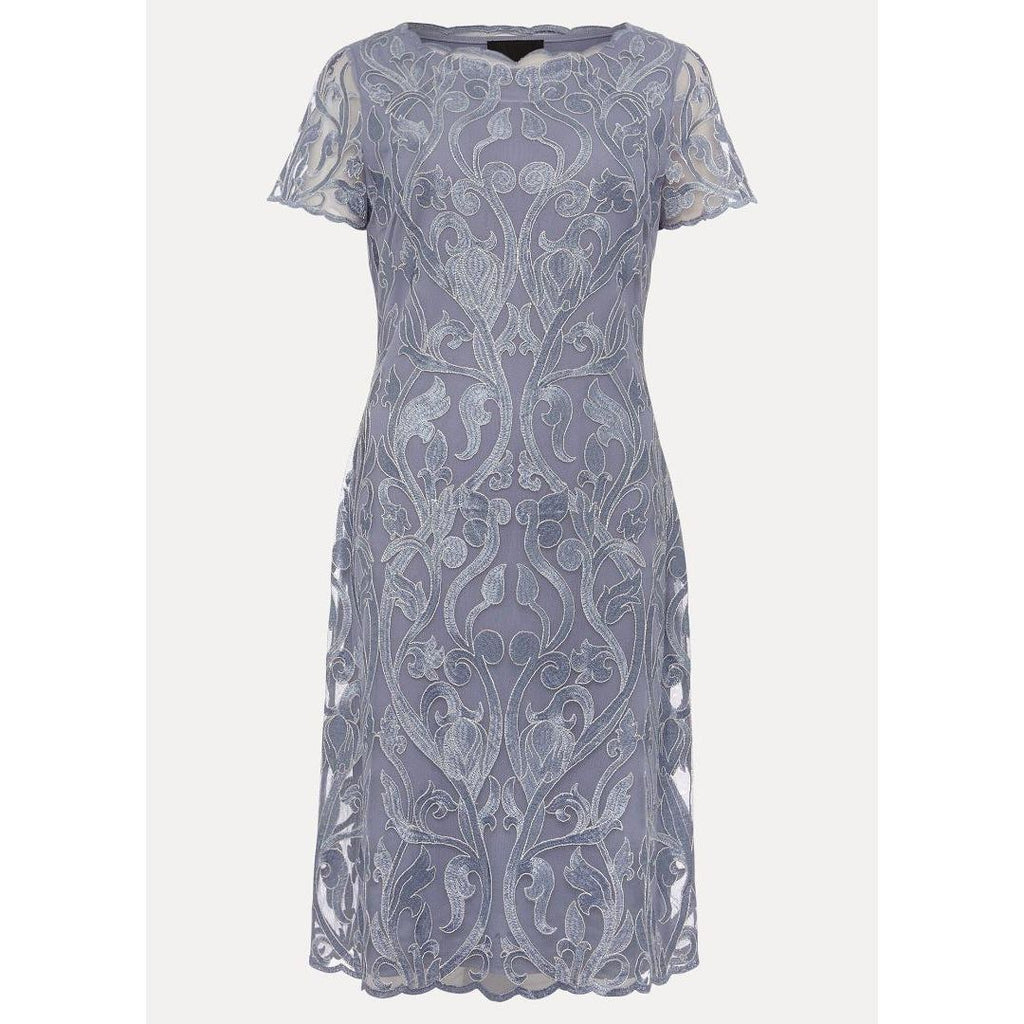 Phase Eight Bea Embroidered Dress - Arctic Blue - Beales department store