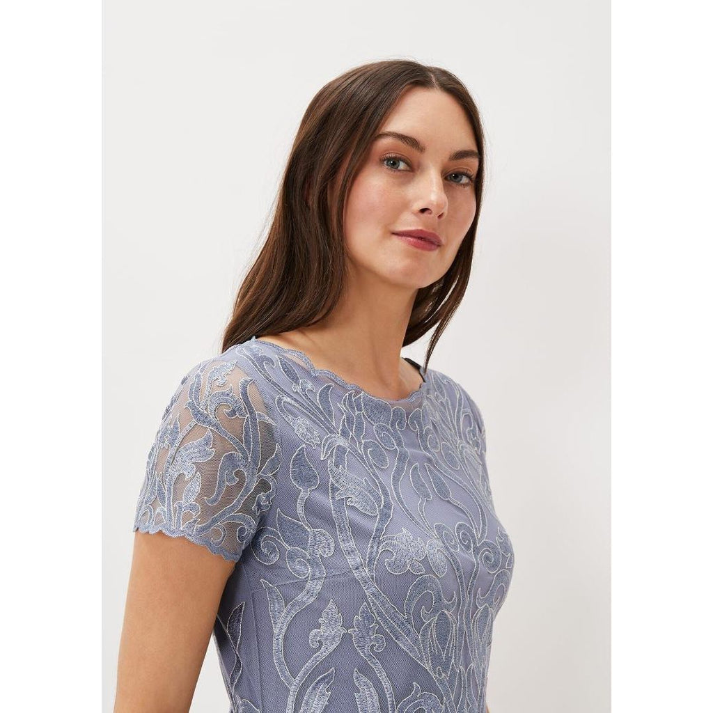 Phase Eight Bea Embroidered Dress - Arctic Blue - Beales department store