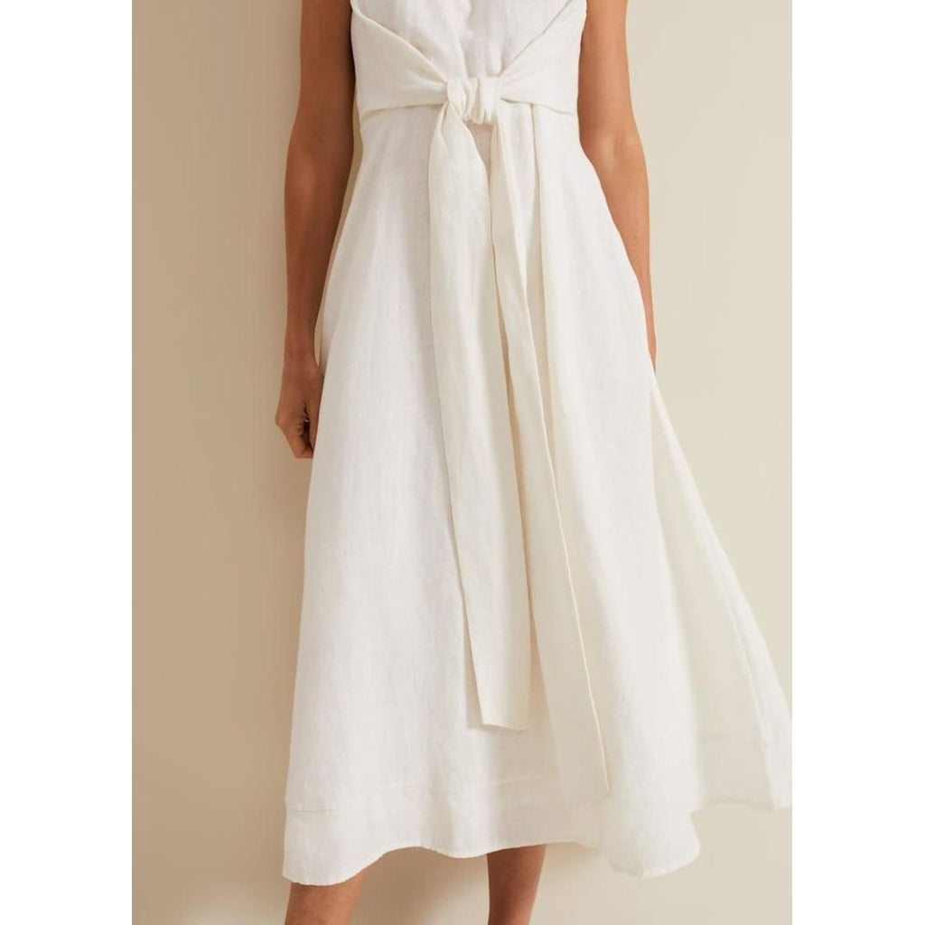 Phase Eight Becky Tie Front Midi Dress - White - Beales department store