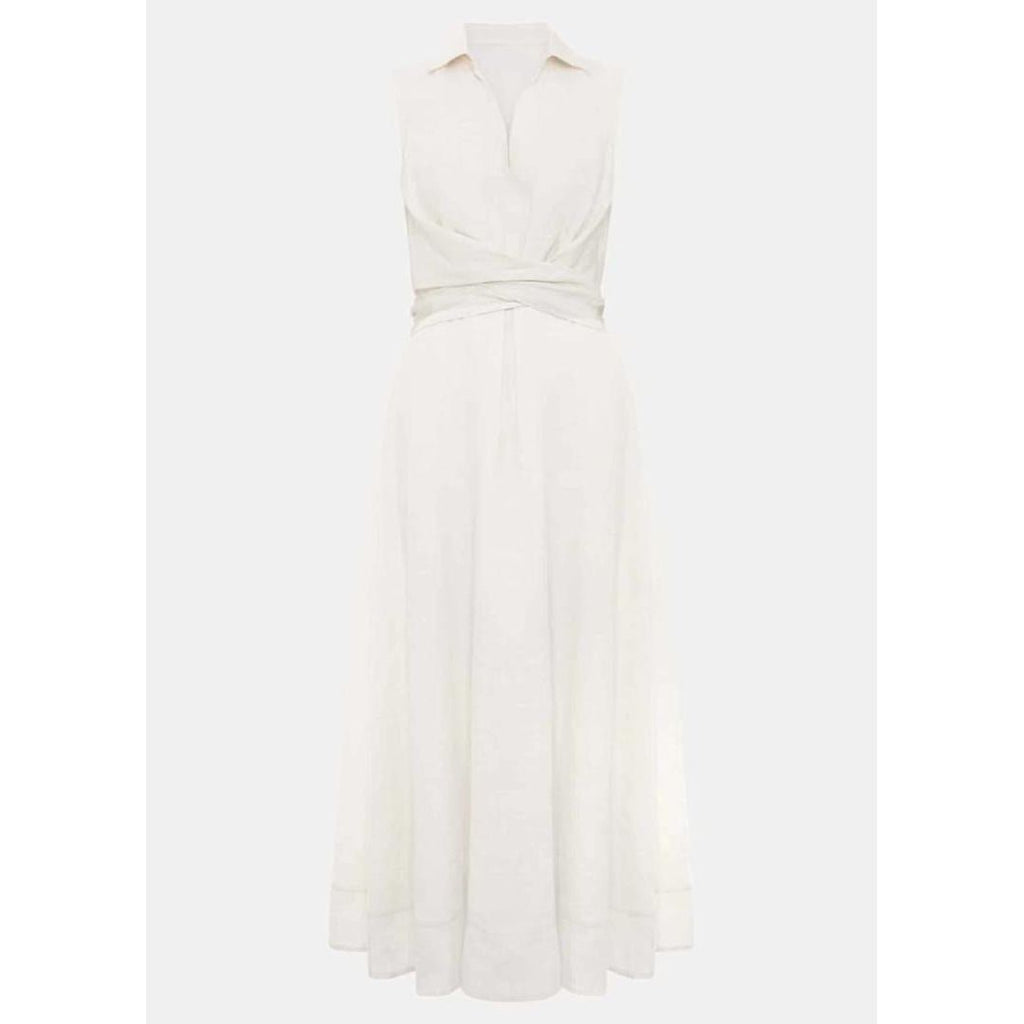 Phase Eight Becky Tie Front Midi Dress - White - Beales department store