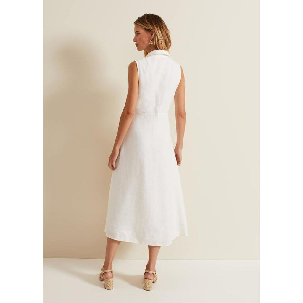 Phase Eight Becky Tie Front Midi Dress - White - Beales department store