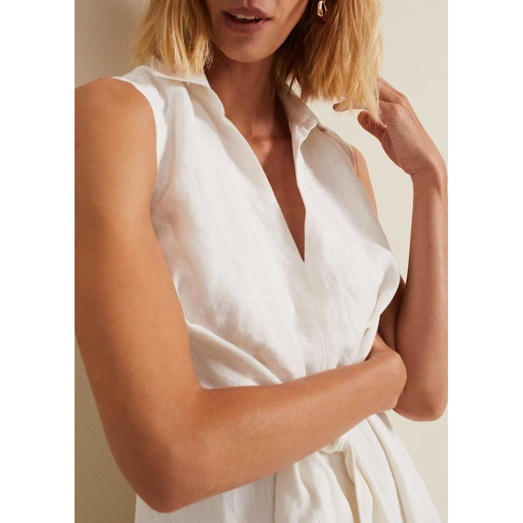 Phase Eight Becky Tie Front Midi Dress - White - Beales department store