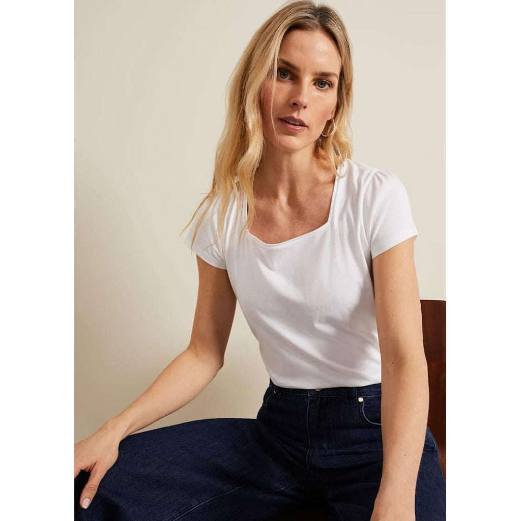 Phase Eight Bella Square Neck Top - White - Beales department store