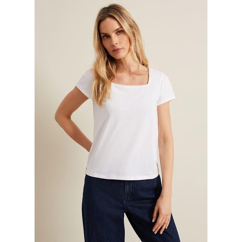 Phase Eight Bella Square Neck Top - White - Beales department store