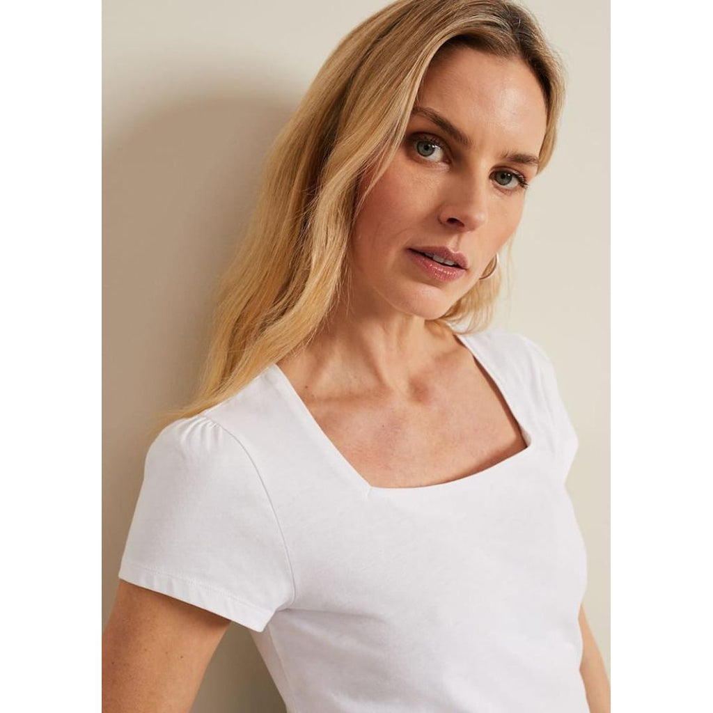 Phase Eight Bella Square Neck Top - White - Beales department store