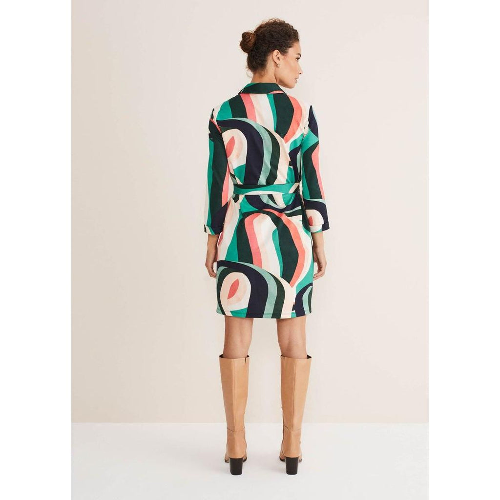 Phase Eight Beth Swirl Belted Shift Dress - Green/Multi - Beales department store