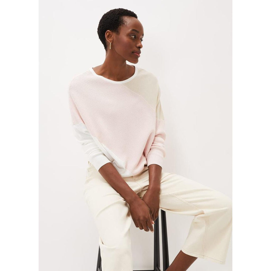 Phase Eight Bex Textured Colourblock Knit Jumper - Pinks - Beales department store