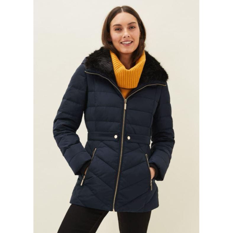 Phase Eight Bobbie Snap Puffer - Navy - Beales department store