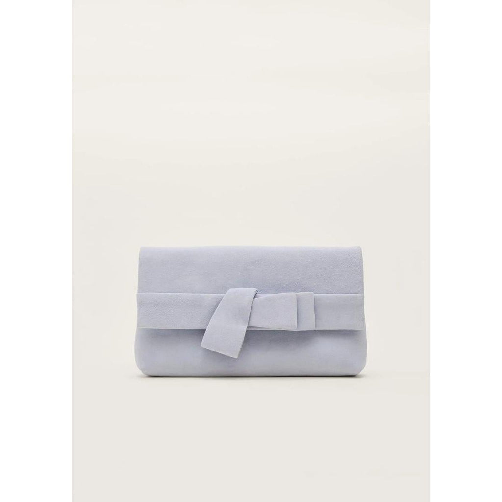 Phase Eight Bow Detail Suede Clutch Bag - Sky Blue - One Size - Beales department store