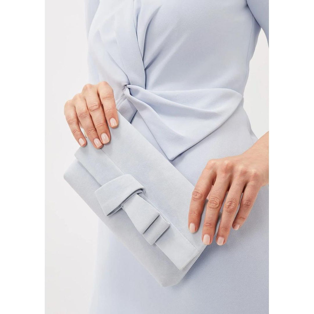 Phase Eight Bow Detail Suede Clutch Bag - Sky Blue - One Size - Beales department store