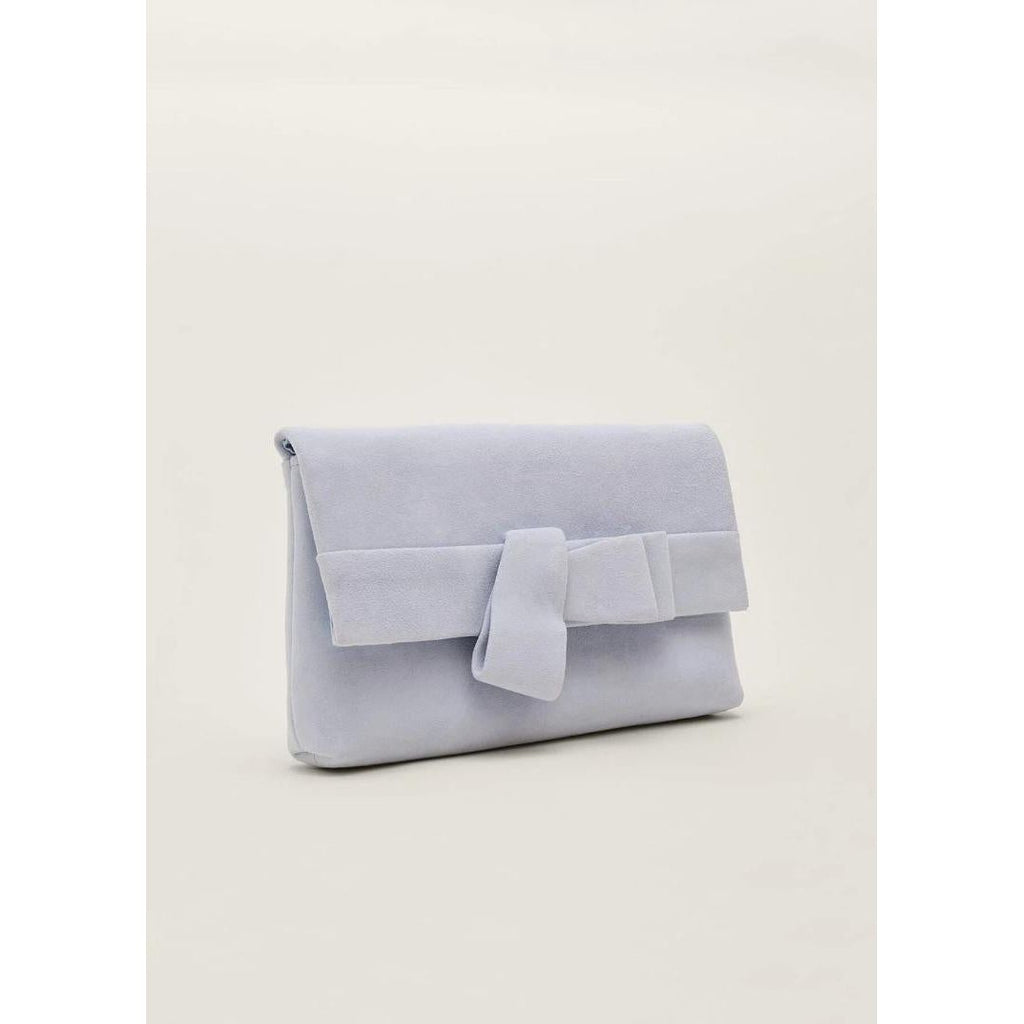 Phase Eight Bow Detail Suede Clutch Bag - Sky Blue - One Size - Beales department store