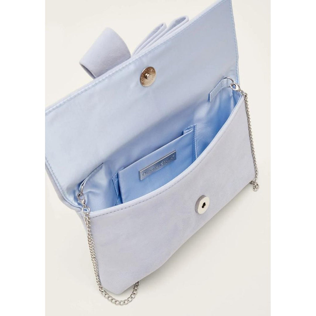 Phase Eight Bow Detail Suede Clutch Bag - Sky Blue - One Size - Beales department store