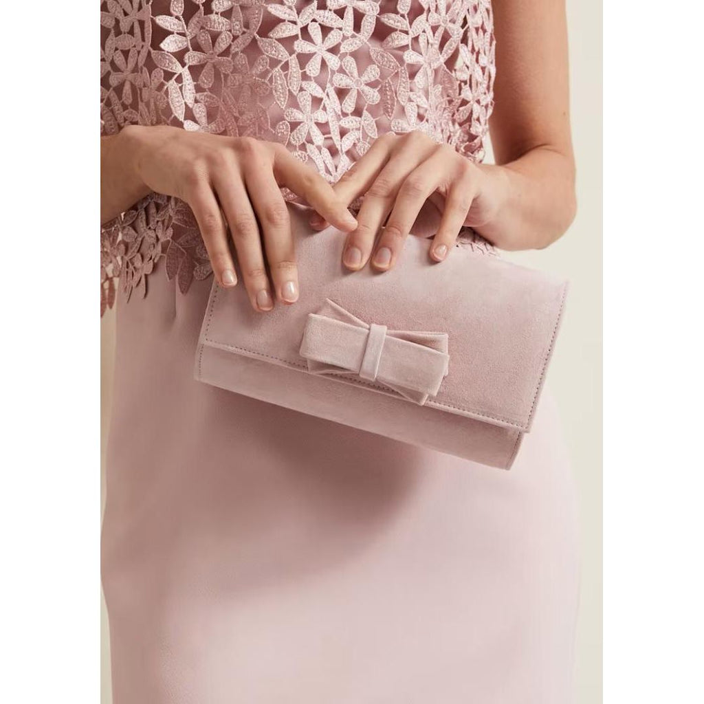 Phase Eight Bow Front Clutch Bag - Pale Pink - Beales department store