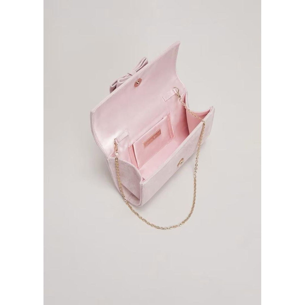 Phase Eight Bow Front Clutch Bag - Pale Pink - Beales department store